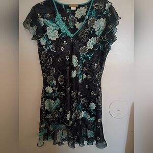 Sensara Floral Chemise Sz L 100% Polyester